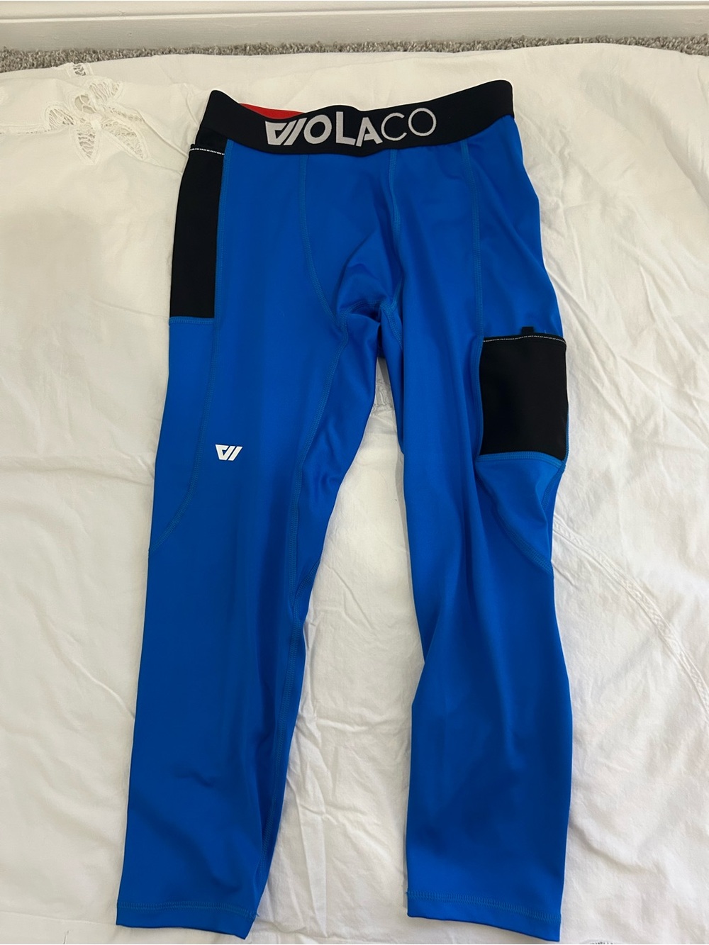WOLACO Performance 3/4 Compression Leggings Tights Royal Blue - Mens Medium